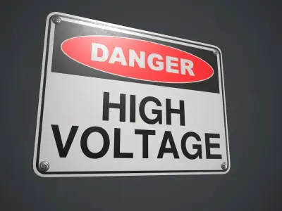 Plastic Danger Sign 2 PBR Game Ready Low-poly 3D model