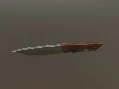 Knife 3D model with wooden handle Low-poly 3D model
