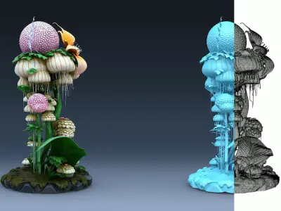 Exotic Colorful Plants - High-Poly Resolution Part 3 3D model