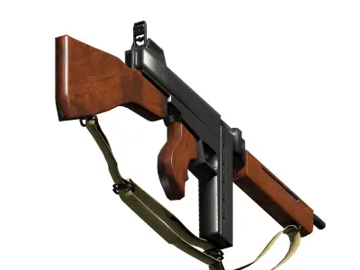 Thompson Sub Machine Gun m1a1 model 1 Low-poly 3D model