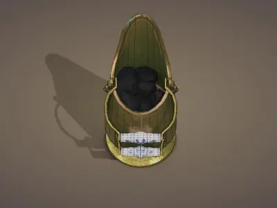 5 gallon copper coal bucket Low-poly 3D model