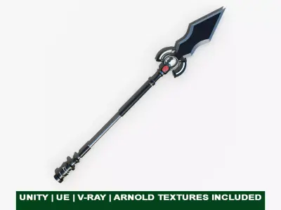 3D Fantasy Spear 07 Glow Game-Ready PBR Textures Included Low-poly 3D model