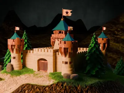 Medieval Stronghold And Village Free low-poly 3D model