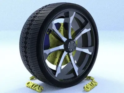 ORTAS CAR RIM 21 GAME READY RIM TIRE AND DISC 3D model