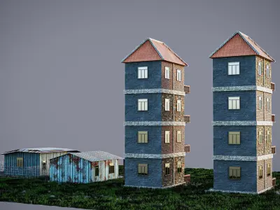 building pack Low-poly 3D model