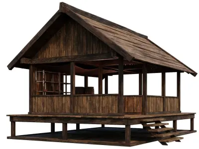 Old Wooden Shed Building House 4K Textures GameReady 78 Low-poly 3D model