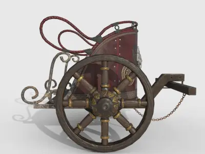 Lowpoly Chariot fire cart - fire cart Low-poly 3D model