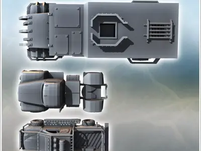 Set of three post-apocalyptic vehicles with improvised armored t 3D print model