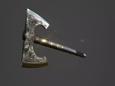 Double bearded axe Low-poly 3D model