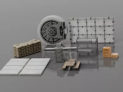  Bunker Props Kit  Low-poly 3D model