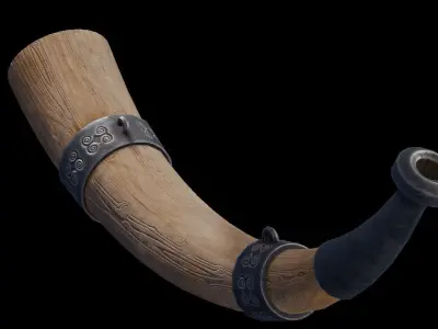 Medieval War Horn Low Poly Game-Ready PBR Asset Low-poly 3D model