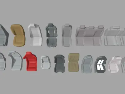 Mega Car Seat Pack Low-poly 3D model