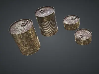 Cans Rust Low-poly 3D model