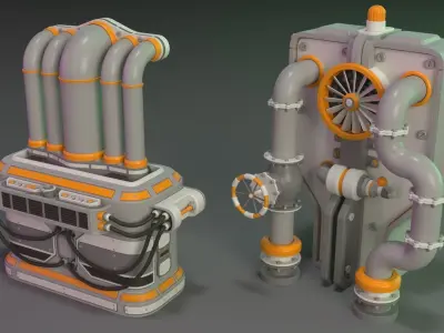Wall Tube Mechanism Props 1 - 20 pieces 3D model