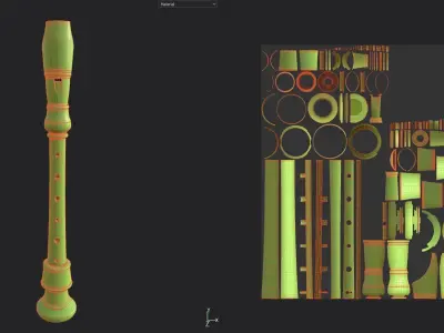 Recorder - Flute  Low-poly 3D model