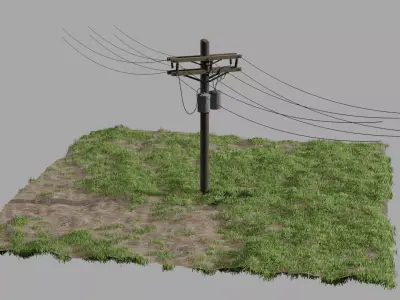 Utility Pylon Low-poly 3D model