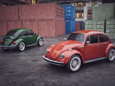 Low Poly Small Car 1 - Game Ready  Low-poly 3D model