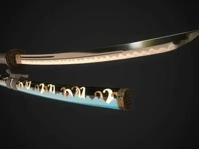 Wakizashi 01 Low-poly 3D model