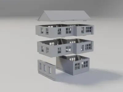 HO Scale 3D Print -The Monolith- Brutalist Modern Res Building 3D print model