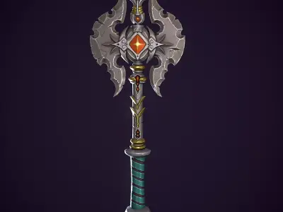 Stylized Axe Low-poly 3D model 7