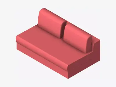Seat - Sofa - Simplicity - Comfort - Double - No Arm Low-poly 3D model