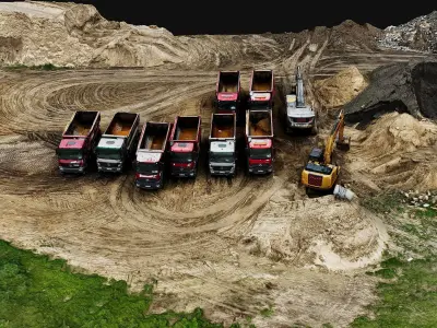 construction site terrain trucks PBR photogrammetry Low-poly 3D model