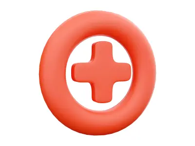 3D render Add icon plus medical cross round 3D model