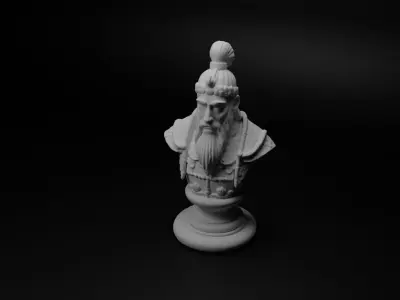 Mongol Shaman Warrior Bust Chess 3D print model shop