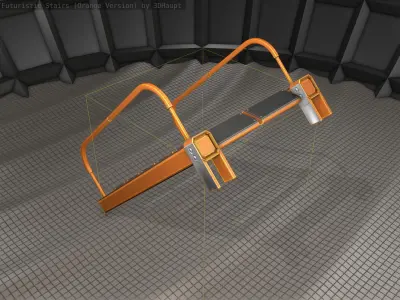 Sci-Fi Stairs - 18- Orange Version Low-poly 3D model