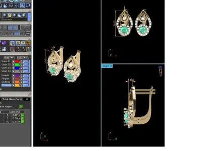 Women Earrings 3dm STL OBJ FBX Render Details 3D print model