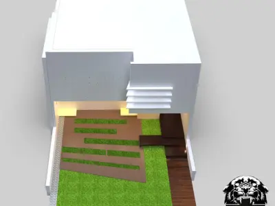 Modern Building Low-poly 3D model 3