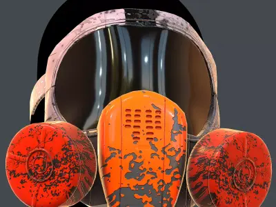 Gas mask helmet 3d model scifi Low-poly  Low-poly 3D model 32