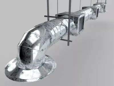 Air-Duct metal pipe with fan 3D model