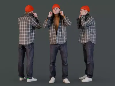 Stylish Man Adjusting Collar - Streetwear Look 3D model