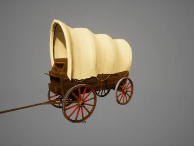 old wooden cart Low-poly 3D model purchase