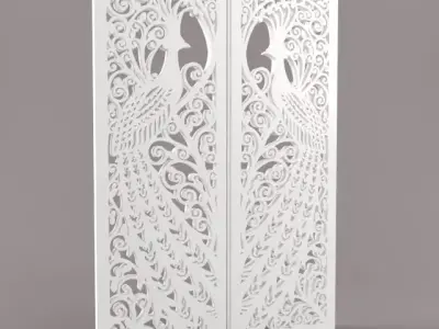 peacock laser cut screen with peacocks 3D print model