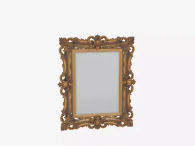 Exquisite 3D Ornate Mirror Frame Antique Gold Vines 3D model