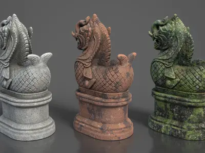 Ancient Khmer Statue 03-250522 Low-poly 3D model