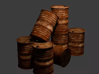 Rusted Oil Barrel Low-poly 3D model