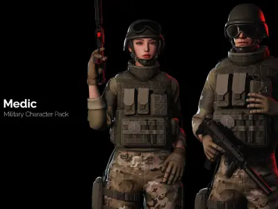 Rapid Fire Military Character - Medic Low-poly 3D model
