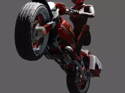Zurobike retro electric motorcycle and Pilot Low-poly 3D model