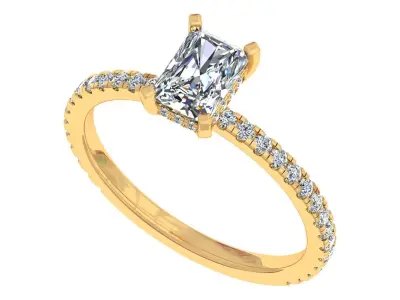 Radiant Stone Engagement Ring 3D print model purchase
