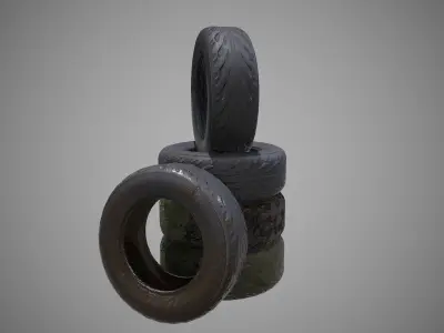 Low poly Tire 02 PBR Game-ready   Low-poly 3D model