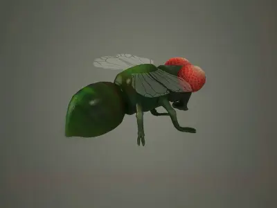cartoon fly fly beetle insect character 3D model