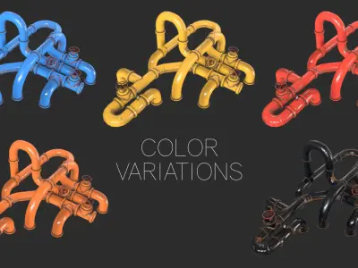 Painted Pipes Low-poly 3D model