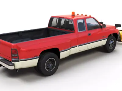 Dodge Ram 1995 3500 snow plow Low-poly 3D model