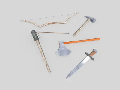 low poly medieval weapons pack 2 Low-poly 3D model
