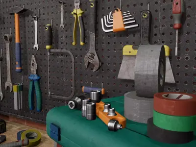 Workbench Hand Tools PBR Game-Ready Vol 1 Low-poly 3D model