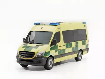 Modern European Ambulance Van 3D Model Low-poly 3D model
