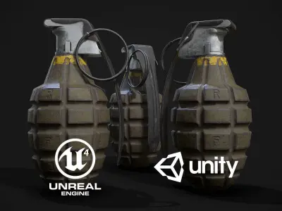 Hand Grenade Lowpoly 3D Model Pack